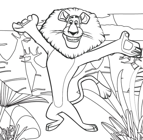 coloriage madagascar le lion alex
